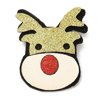 Christmas Theme PU Leather Brooch JEWB-C004-01H-1
