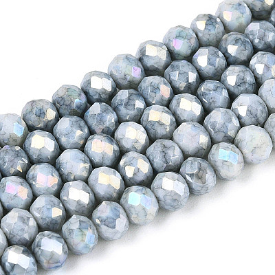 Anti-Tarnish Electroplate Rondelle Glass Beads Strands EGLA-T021-4mm-17-10-1