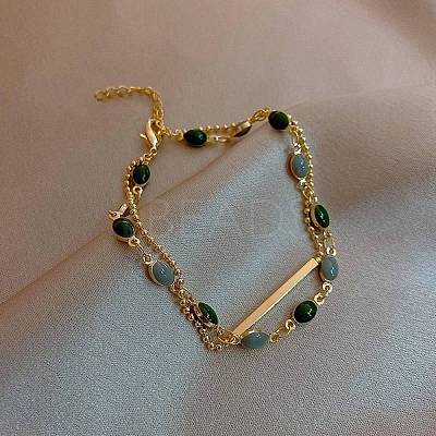 Oval Alloy Enamel Link Multi-strand Bracelets FS-WGF0A33-01-1