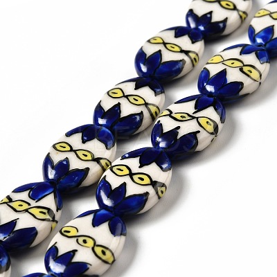Handmade Printed Porcelain Beads PORC-F005-01F-1