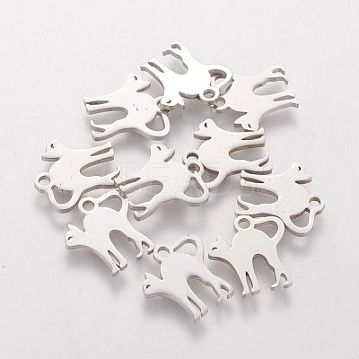 Tarnish Resistant 304 Stainless Steel Kitten Charms STAS-Q201-T155-1