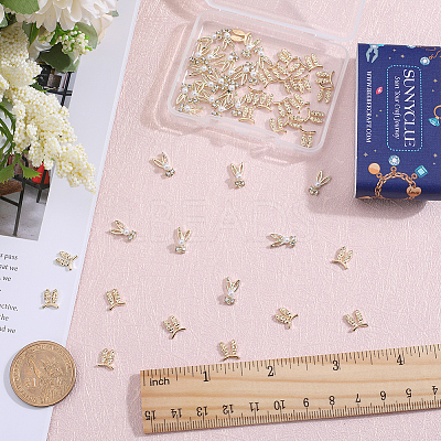 60Pcs 2 Styles Rabbit Alloy Rhinestone Cabochons MRMJ-SC0001-16-1