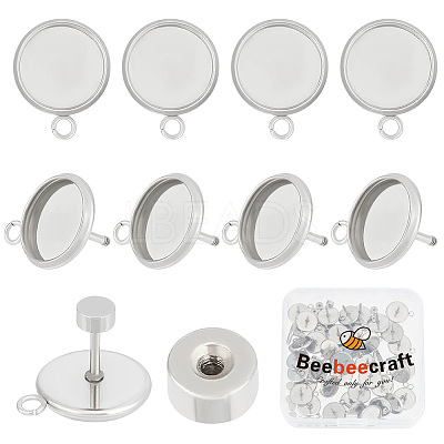 50 Sets 304 Stainless Steel Stud Earring Finding STAS-BBC0003-32-1
