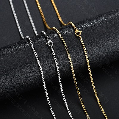 Stainless Steel Box Chain Necklace NJEW-YWC0001-02G-02-1