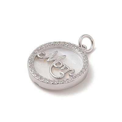 Mother's Day Brass Micro Pave Cubic Zirconia Pendants X-KK-A207-06P-1
