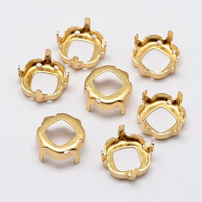 Square Brass Rhinestone Claw Settings KK-M166-03-10x10-1