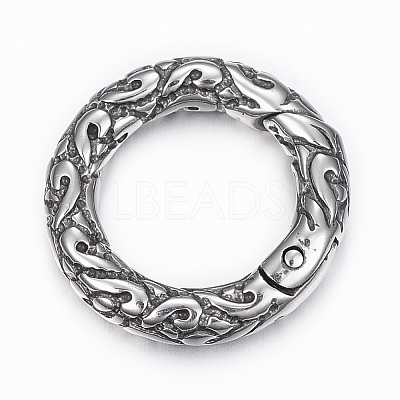 316 Surgical Stainless Steel Textured Spring Gate Rings STAS-K153-A-59AS-1