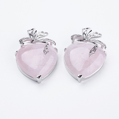 Natural Rose Quartz Pendants G-E433-B-02P-1