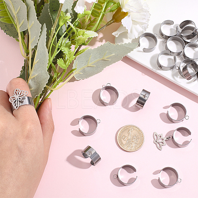 24Pcs 304 Stainless Steel Finger Ring Settings STAS-BBC0010-09B-1