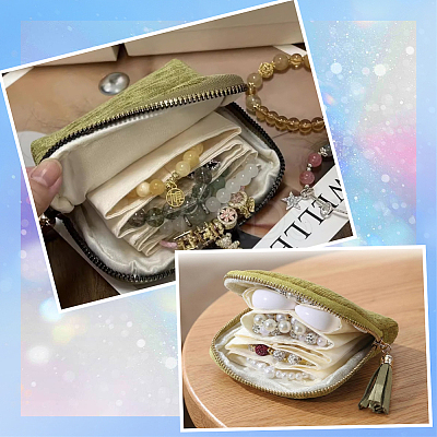 Velvet Jewelry Storage Zipper Bags with Tassel ABAG-PA0001-01A-1