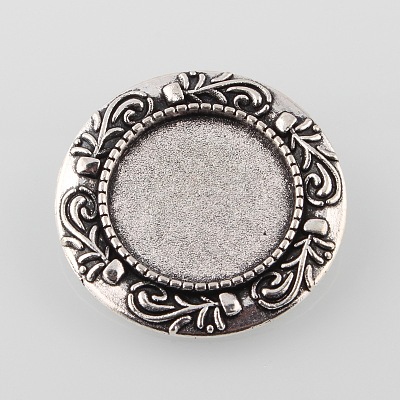 Vintage Alloy Brooch Cabochon Bezel Settings X-PALLOY-O038-32AS-1