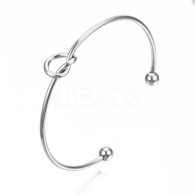 Tarnish Resistant 304 Stainless Steel Love Knot Cuff Bangle Making X-MAK-S073-001P-1
