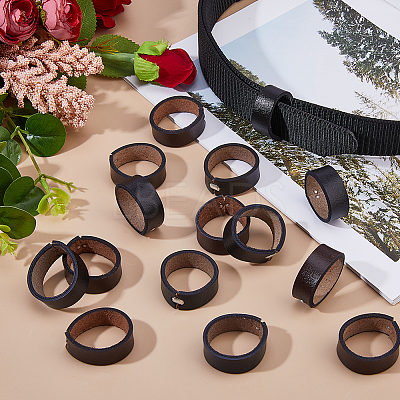 24Pcs 2 Colors Cowhide Leather & Alloy Loop Keepers FIND-FH0017-33-1