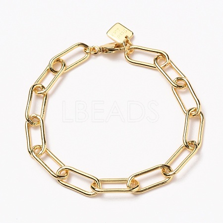 Brass Paperclip Chain Bracelets BJEW-H537-10G-1