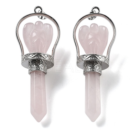 Natural Rose Quartz Pointed Big Pendants KK-H491-01P-08-1