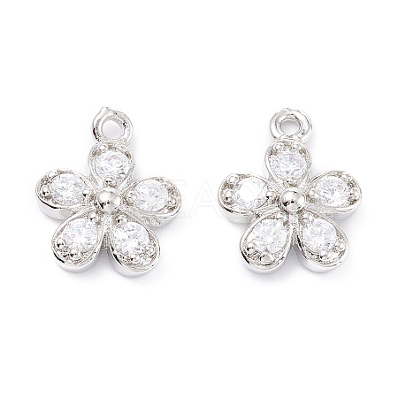 Rack Plating Brass Cubic Zirconia Charms X-ZIRC-C026-12P-1