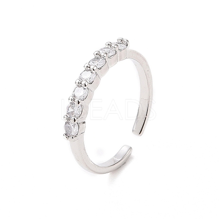 Clear Cubic Zirconia Open Cuff Ring RJEW-B028-03P-1