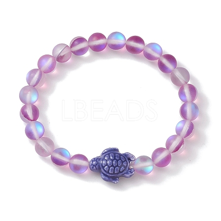 8mm Round Dyed Synthetic Moonstone Beaded Stretch Bracelets BJEW-JB10308-03-1