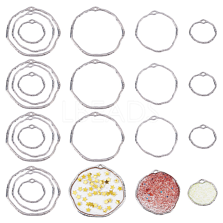 CHGCRAFT 48Pcs 3 Styles Alloy Open Back Bezel Pendants FIND-CA0005-95-1