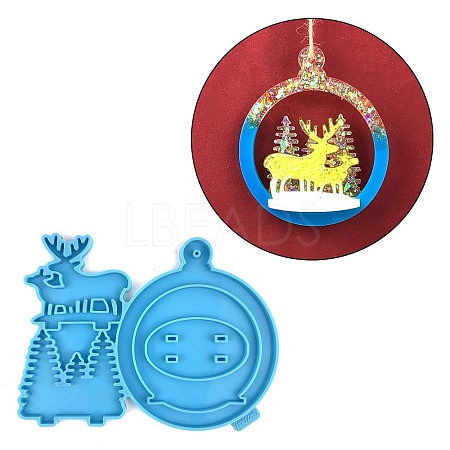 DIY Christmas Deer Pendant Food Grade Silicone Molds XMAS-PW0001-010E-1