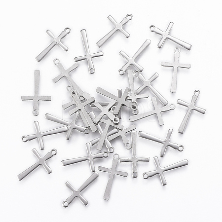201 Stainless Steel Tiny Cross Charms STAS-L197-36P-1