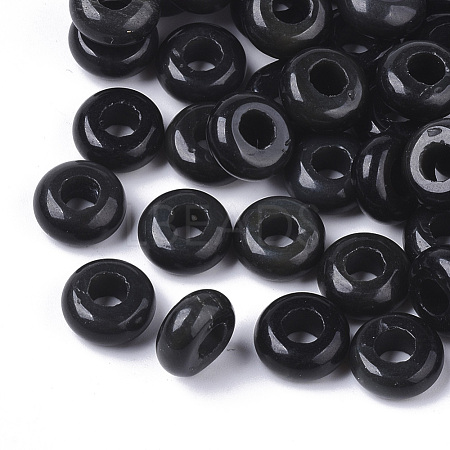 Natural Black Gemstone European Beads X-G-Q503-01-1