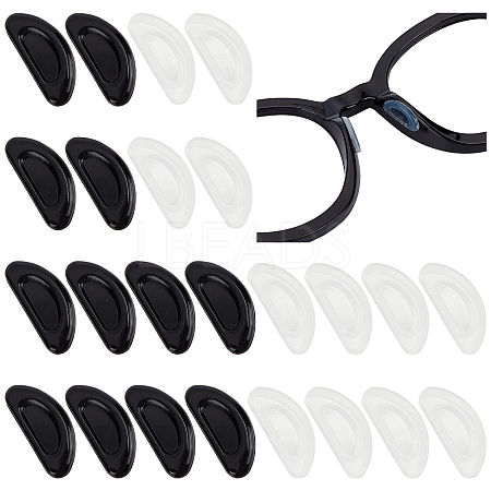 24 Pairs 2 Colors Silicone D-shaped Eyeglass Nose Pads KY-GF0001-20-1