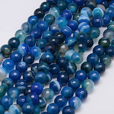 Natural Stripe Agate Beads Strands X-G-G581-8mm-05-1
