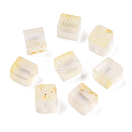 Frosted Glass Beads with Golden Glitter Powder LS-DGLA-NH001-8mm-01A-1