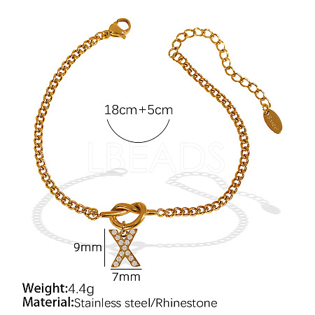304 Stainless Steel Micro Pave Clear Cubic Zirconia Charm Bracelets WG4D47F-25-1