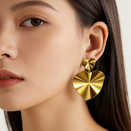 Alloy Heart Stud Dangle Earrings for Women WG8C281-01-1