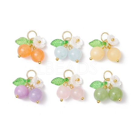 6Pcs 6 Colors Natural Malaysia Jade & White Jade & Topaz Jade & Green Jade & Yellow Jade Pendants PALLOY-JF03252-1
