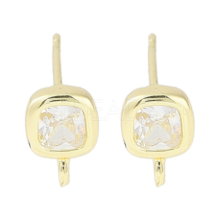 Brass Pave Clear Cubic Zirconia Stud Earring Findings LS-KK-F875-01G-1