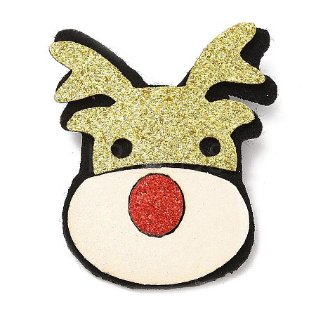 Christmas Theme PU Leather Brooch JEWB-C004-01H-1