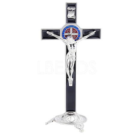 Alloy Enamel Saint Benedict Crucifix Display Decorations AJEW-WH0752-416A-1
