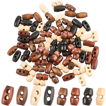 80Pcs 8 Style Wooden Buttons BUTT-GF0004-03-1