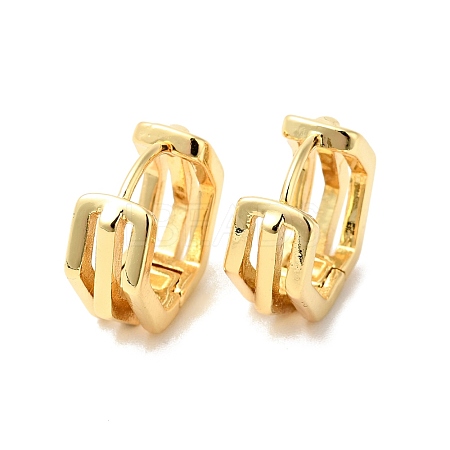 Brass Hexagon Hoop Earrings EJEW-G312-08G-1