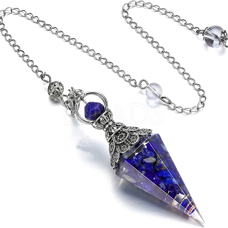 Natural Lapis Lazuli & Resin Hexagonal Pointed Dowsing Pendulums PW-WG7D05E-07-1