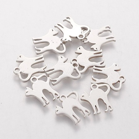 Tarnish Resistant 304 Stainless Steel Kitten Charms STAS-Q201-T155-1