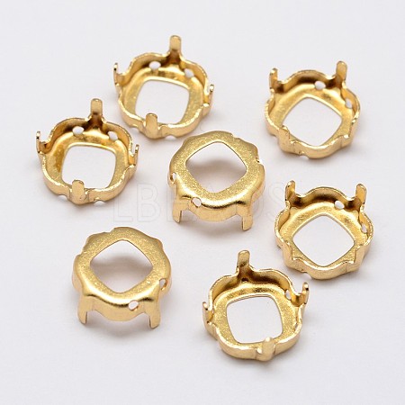 Square Brass Rhinestone Claw Settings KK-M166-03-10x10-1
