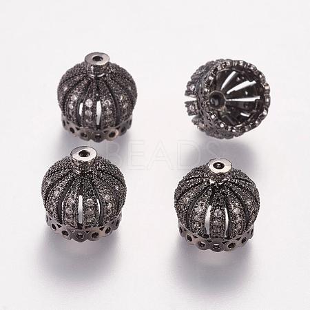 Brass Cubic Zirconia Beads ZIRC-F001-183B-B-1