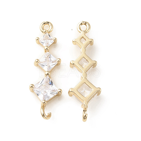 Brass Pave Clear Cubic Zirconia Connector Charms KK-G462-13KCG-1