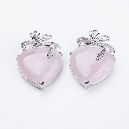 Natural Rose Quartz Pendants G-E433-B-02P-1