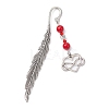 Valentine's Day Alloy Heart Pendant Bookmarks AJEW-JK00270-01-1