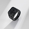 Square with Cross Pattern 304 Stainless Steel Finger Rings for Men FS-WGAC6B1-10-1