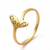 201 Stainless Steel Whale Tail Open Cuff Ring for Women RJEW-K239-01G-1-3