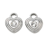 304 Stainless Steel Micro Pave Clear Cubic Zirconia Charms SA-CBA1CA2-08P-1
