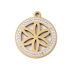 Preserved Fresh Flower 304 Stainless Steel Rhinestone Pendants STAS-S139-01G-05-1