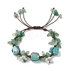 Electroplated Natural Green Aventurine Chip Bead Braided Bead Bracelets for Women BJEW-TA00610-04-2