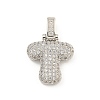 Brass Micro Pave Clear Cubic Zirconia Pendants KK-B099-01P-T-1